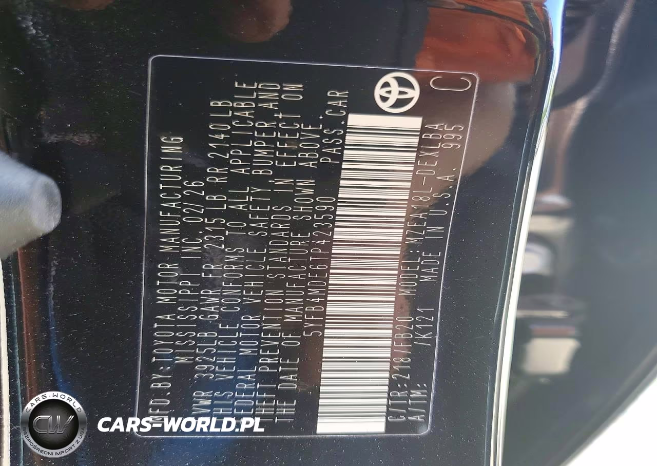 2026 Toyota Corolla Le VIN:5YFB4MDE6TP423590 - 12