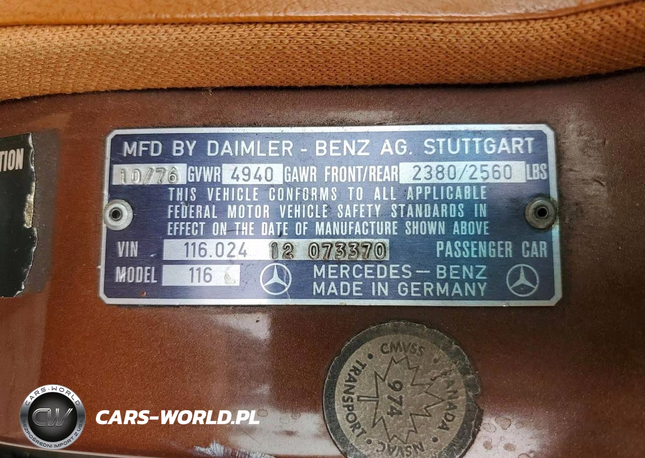 1977 Mercedes-Benz 280 Ce VIN:11602412073370 - 12