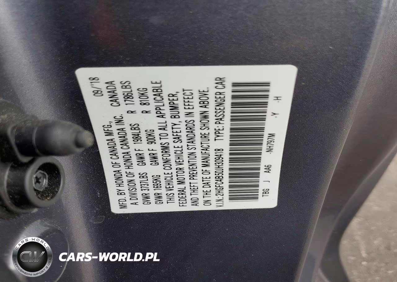2018 Honda Civic Lx VIN:2HGFC4B50JH309418 - 12
