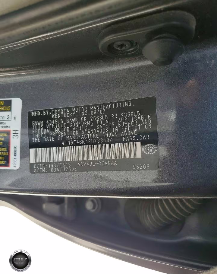 2008 Toyota Camry Le VIN:4T1BE46K18U733197 - 12