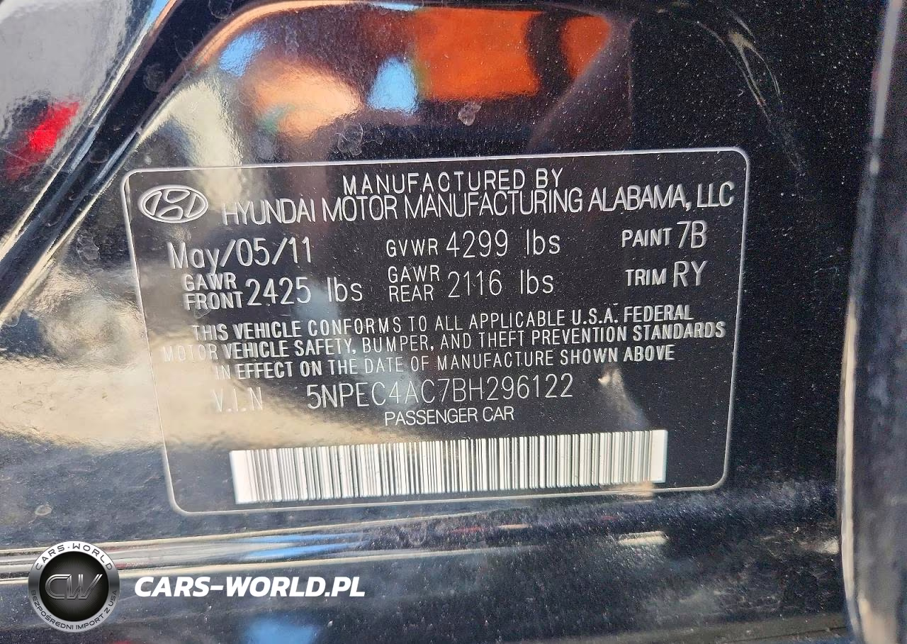 2011 Hyundai Sonata Se VIN:5NPEC4AC7BH296122 - 12