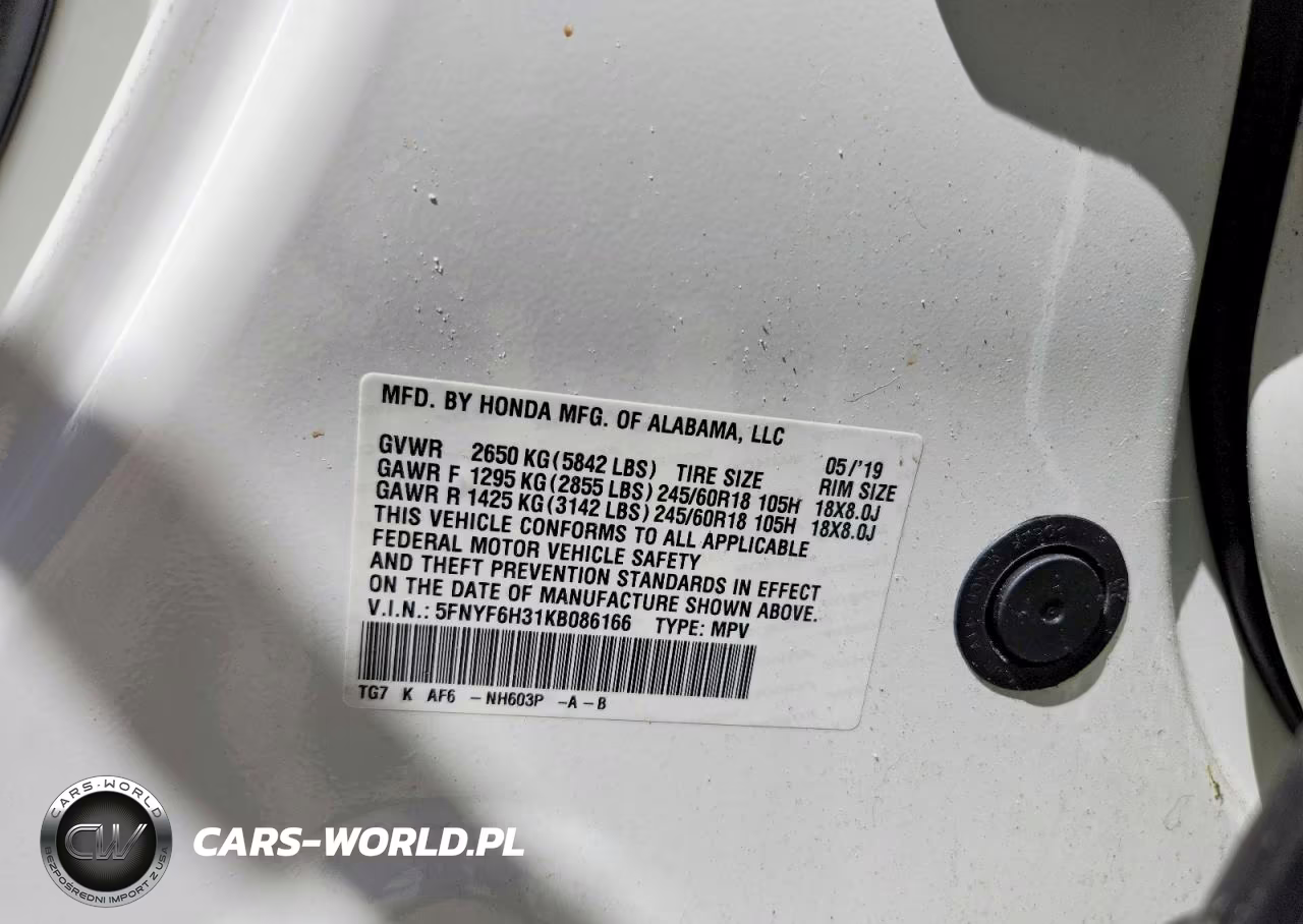 2019 Honda Pilot Ex VIN:5FNYF6H31KB086166 - 13