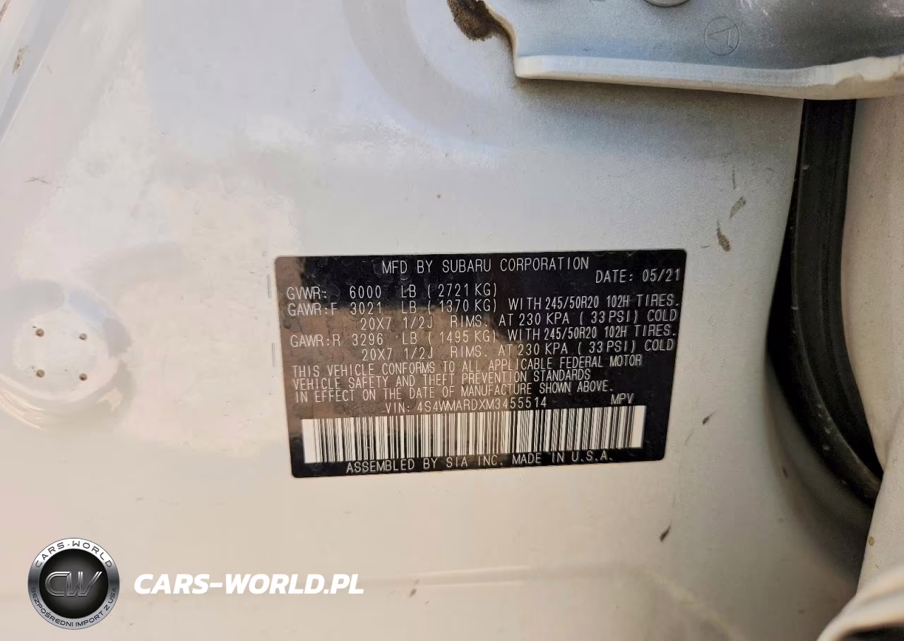 2021 Subaru Ascent Touring VIN:4S4WMARDXM3455514 - 13
