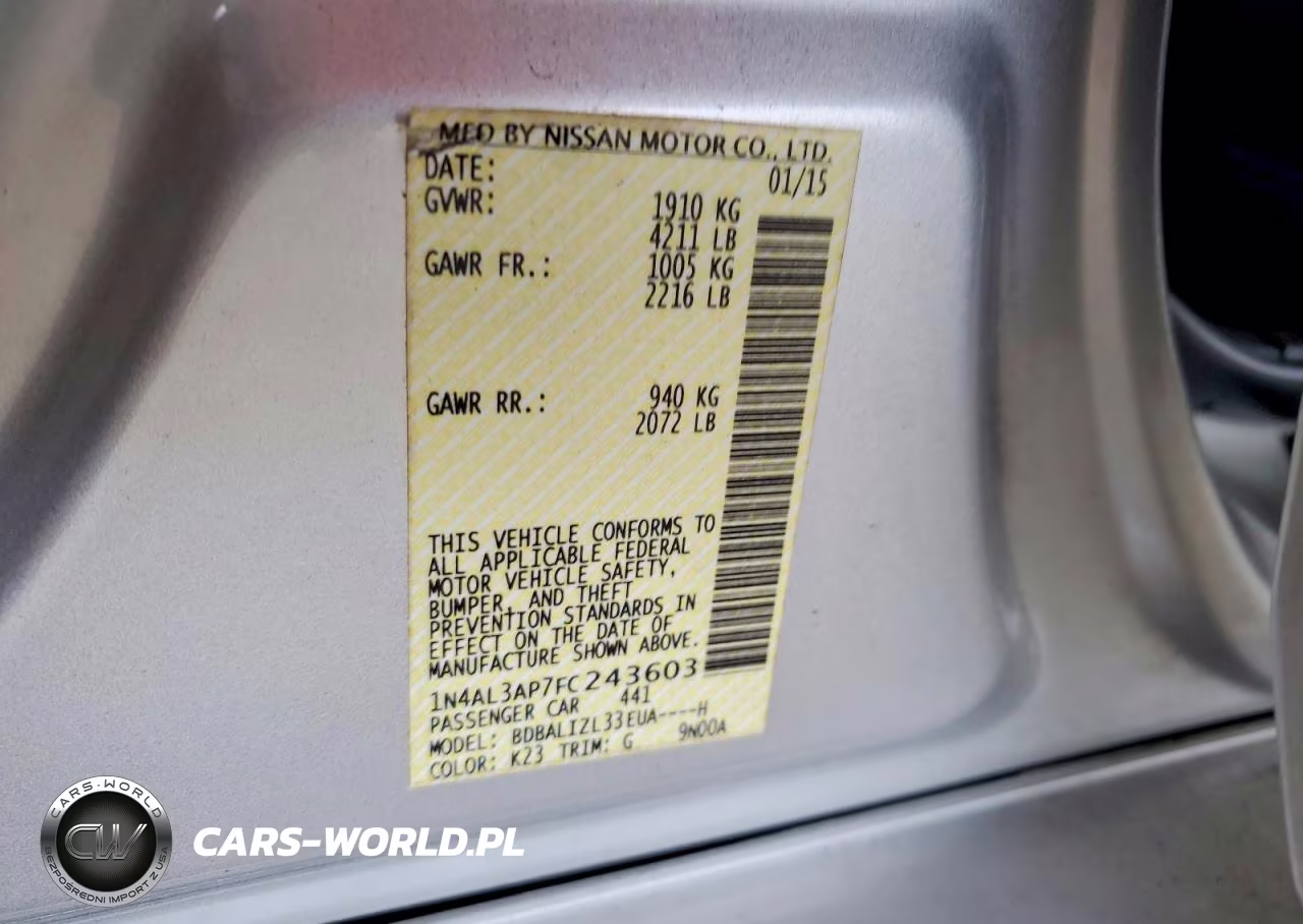 2015 Nissan Altima 2.5 Sv VIN:1N4AL3AP7FC243603 - 12