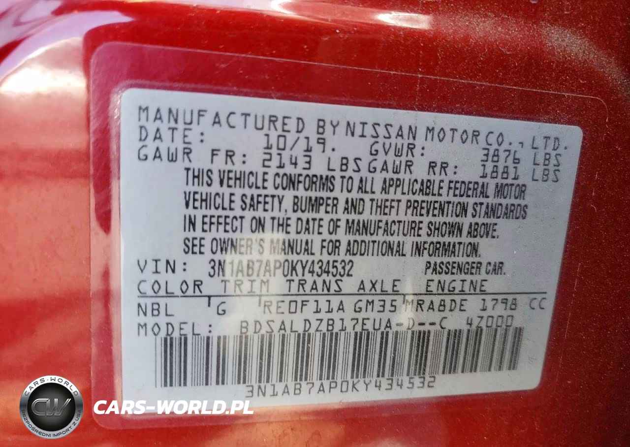 2019 Nissan Sentra Sv VIN:3N1AB7AP0KY434532 - 12