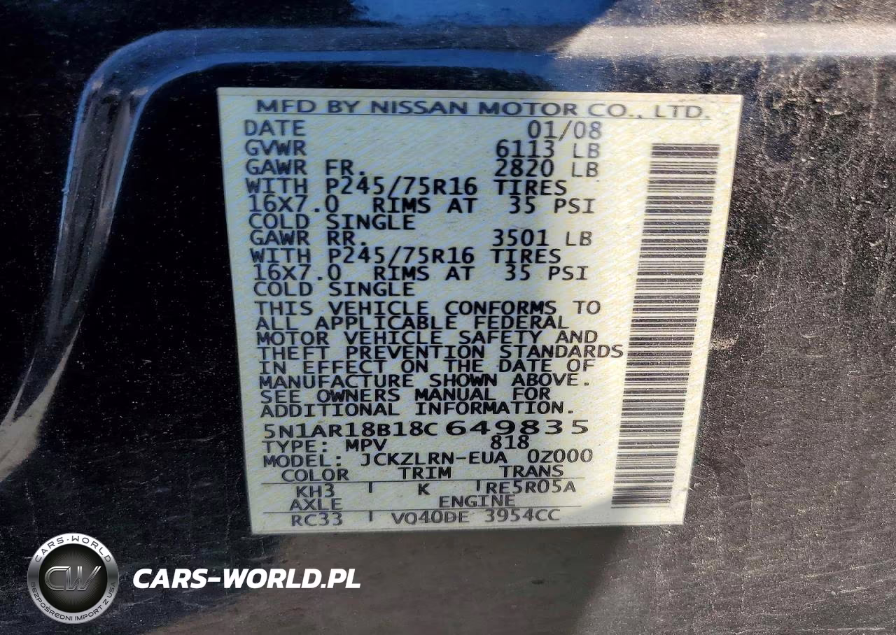 2008 Nissan Pathfinder S VIN:5N1AR18B18C649835 - 13