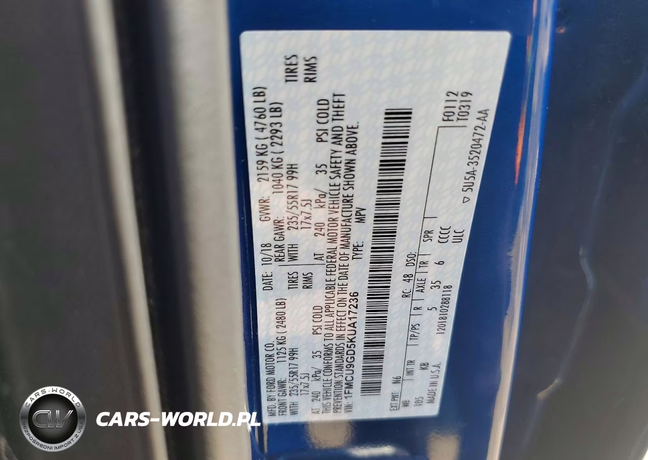 2019 Ford Escape Se VIN:1FMCU9GD5KUA17236 - 12