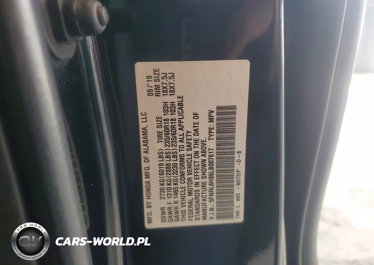 2020 Honda Odyssey Touring VIN:5FNRL6H86LB007617 - 12