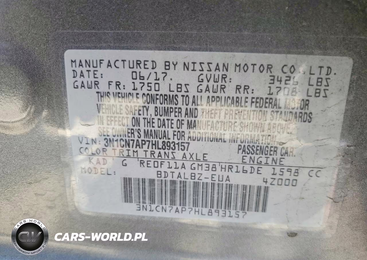 2017 Nissan Versa 1.6 S VIN:3N1CN7AP7HL893157 - 12