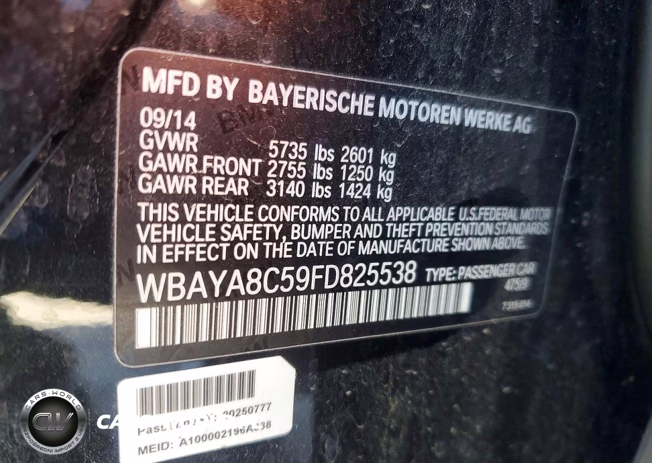 2015 BMW 750 I VIN:WBAYA8C59FD825538 - 12