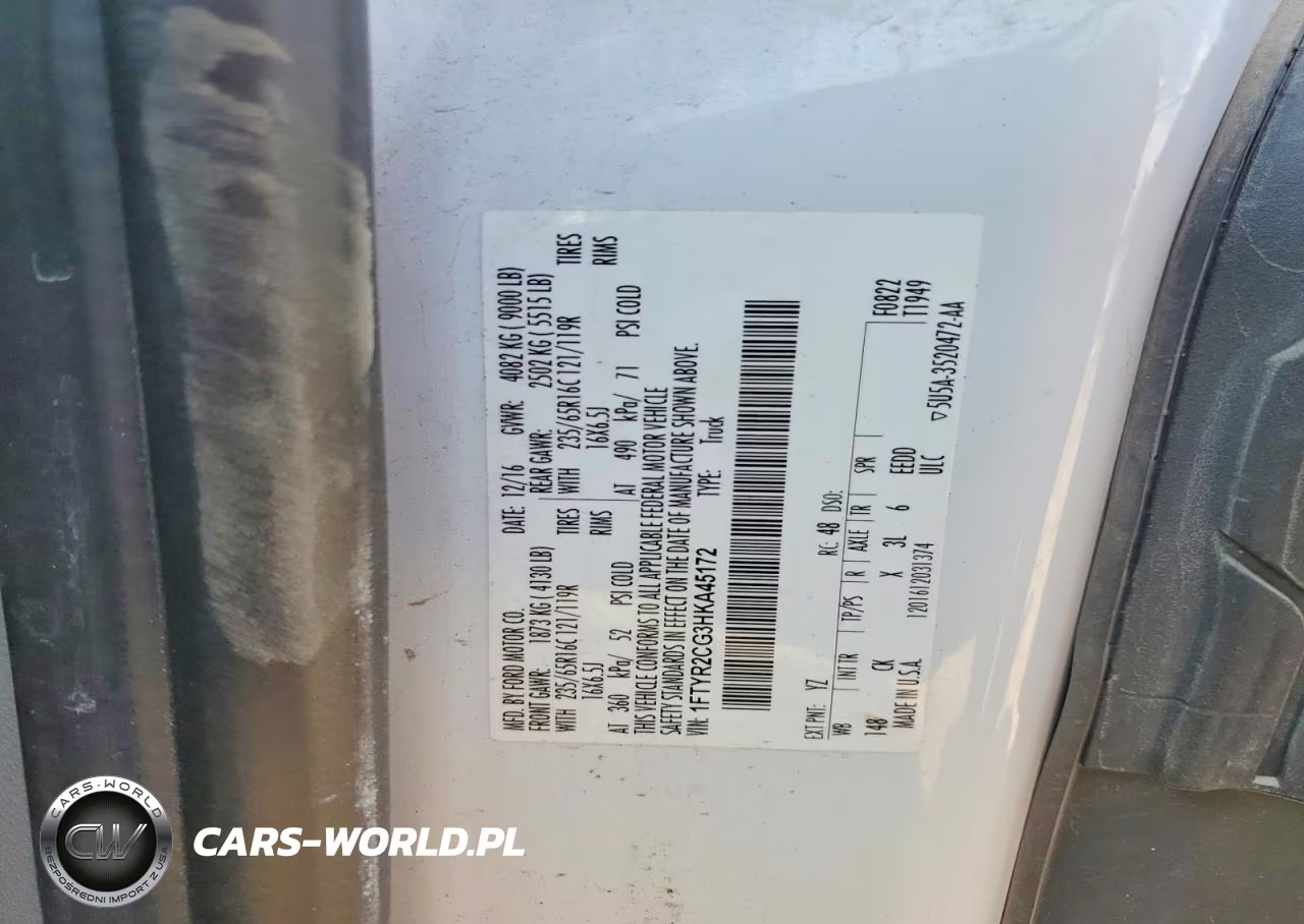 2017 Ford Van VIN:1FTYR2CG3HKA45172 - 13