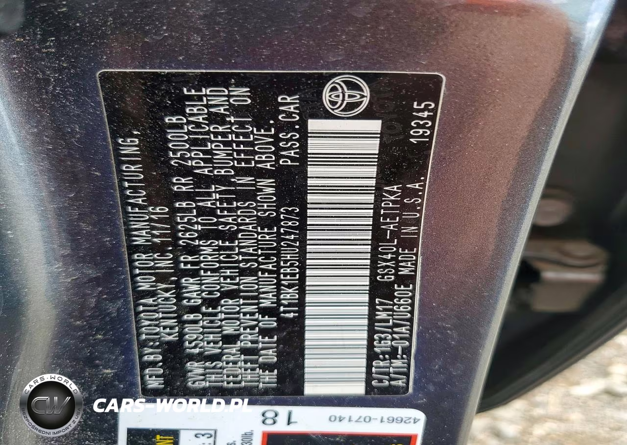 2017 Toyota Avalon Limited VIN:4T1BK1EB5HU247873 - 12