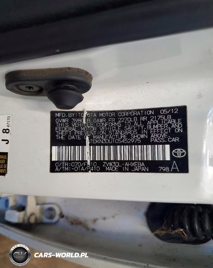 2012 Toyota Prius Two VIN:JTDKN3DU1C5452975 - 12