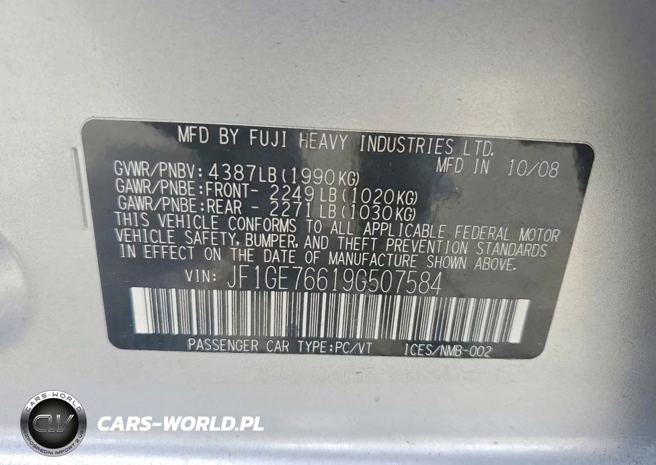 2009 Subaru Impreza Wrx VIN:JF1GE76619G507584 - 12