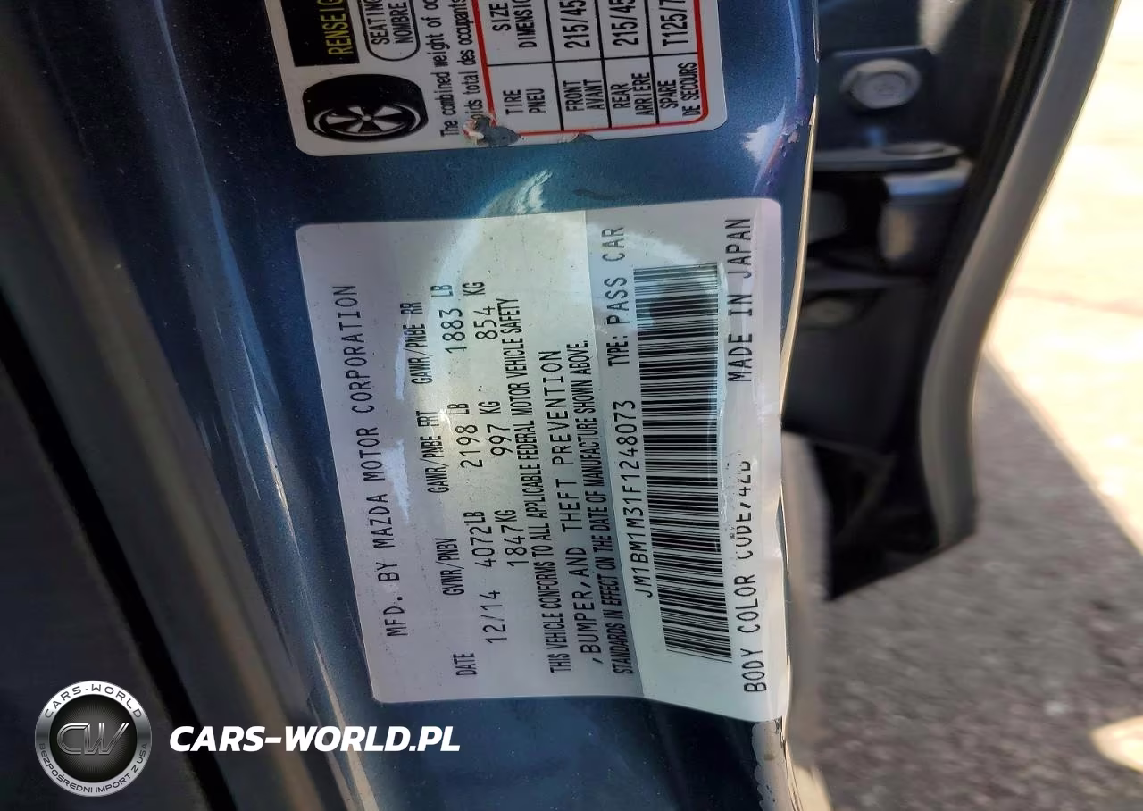 2015 Mazda 3 Grand Touring VIN:JM1BM1M31F1248073 - 12
