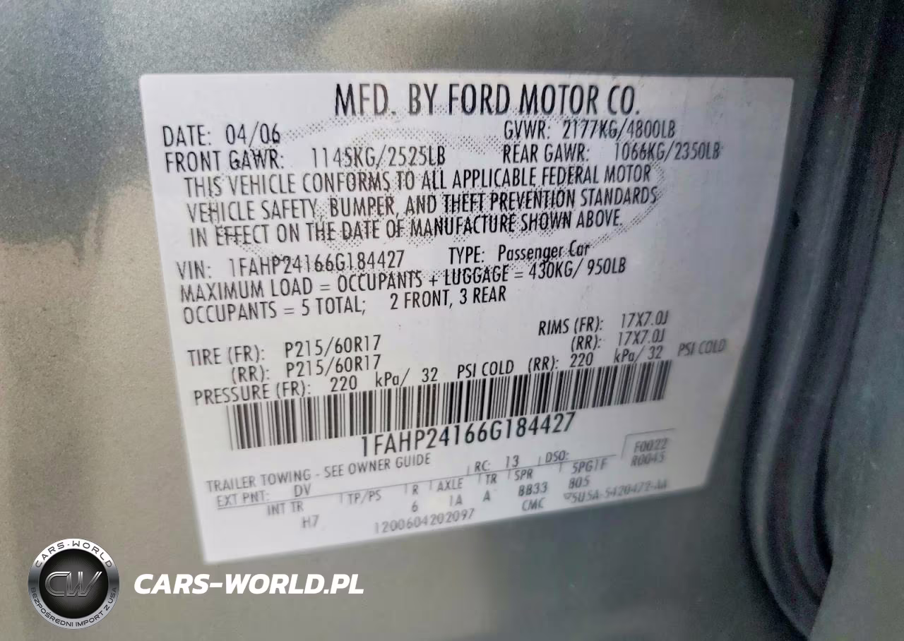 2006 Ford Five Hundred Sel VIN:1FAHP24166G184427 - 12