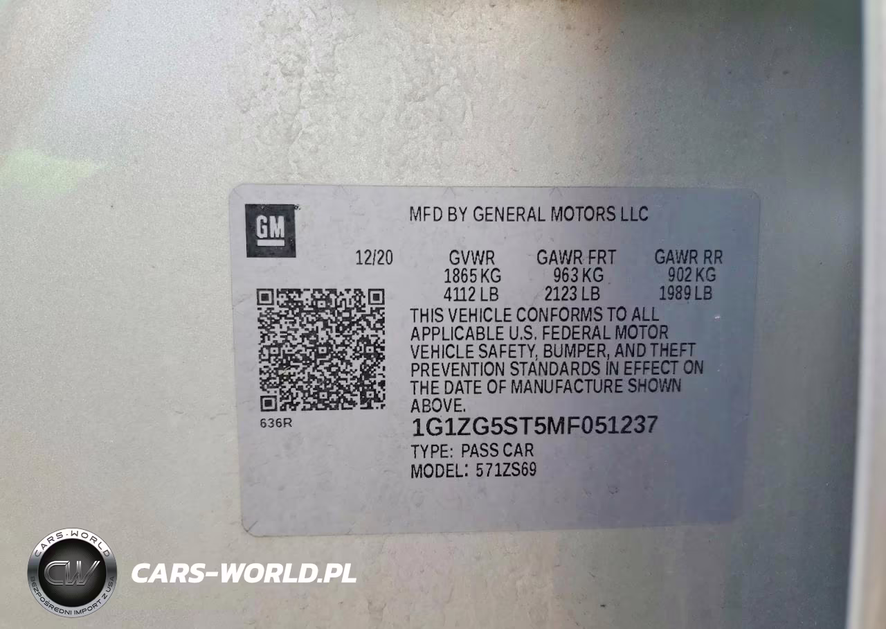 2021 Chevrolet Malibu Rs VIN:1G1ZG5ST5MF051237 - 12