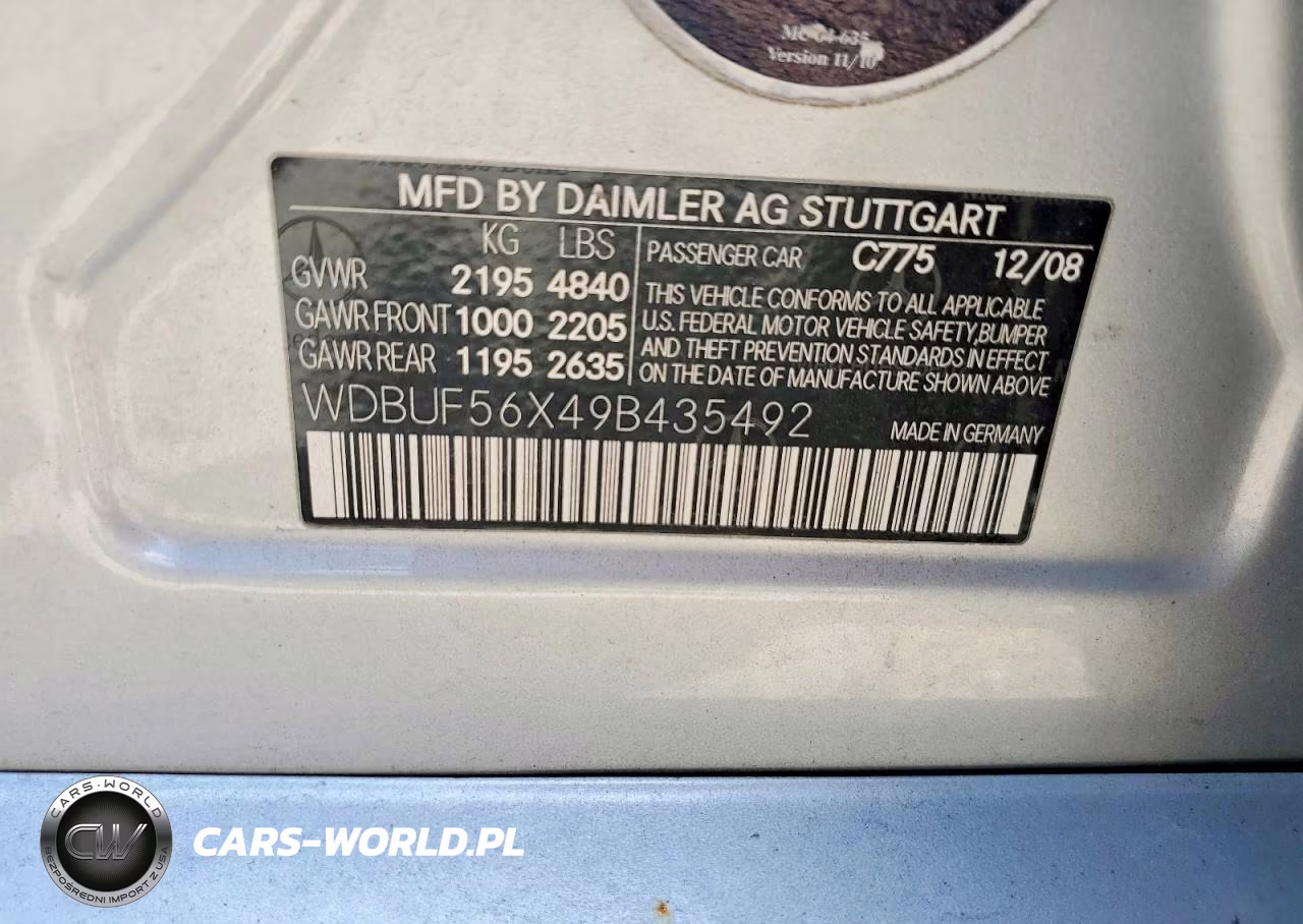 2009 Mercedes-Benz E 350 VIN:WDBUF56X49B435492 - 12