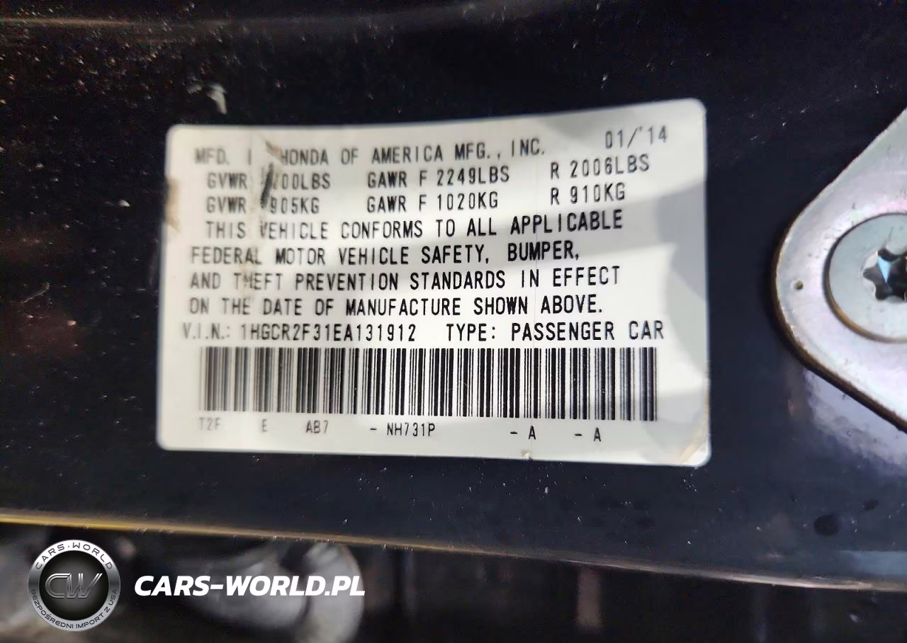 2014 Honda Accord Lx VIN:1HGCR2F31EA131912 - 12