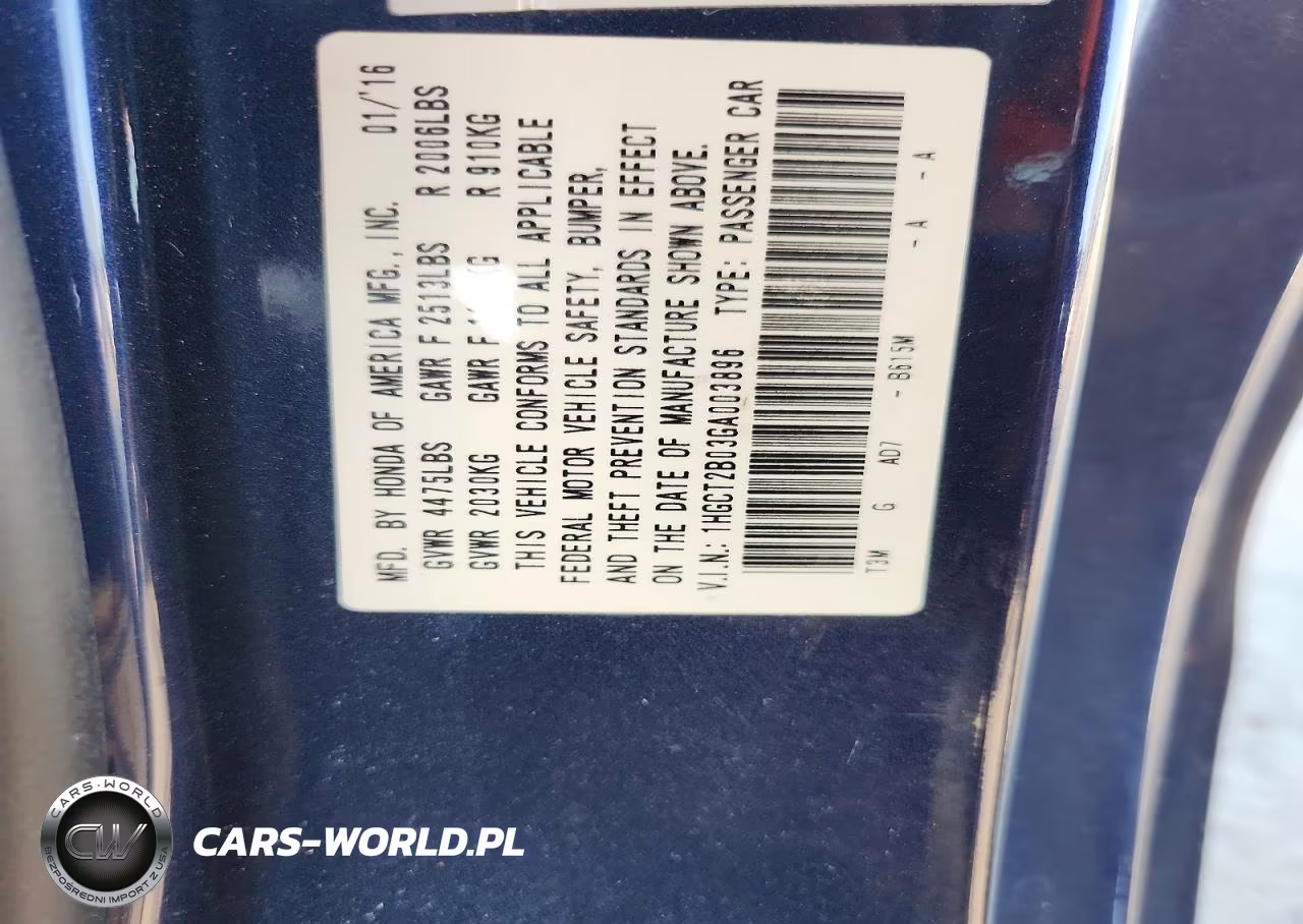 2016 Honda Accord Touring VIN:1HGCT2B03GA003896 - 12