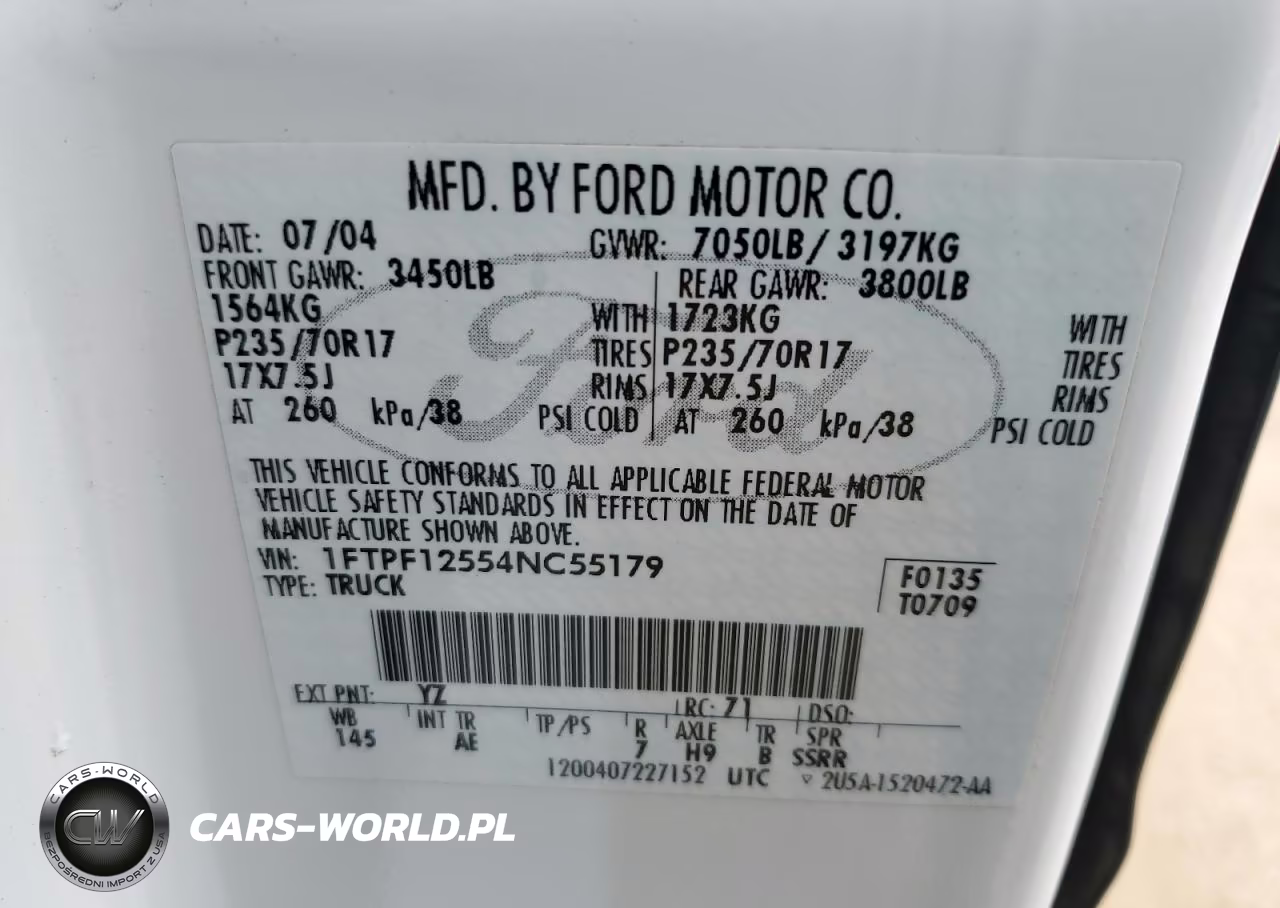 2004 Ford F150 VIN:1FTPF12554NC55179 - 12