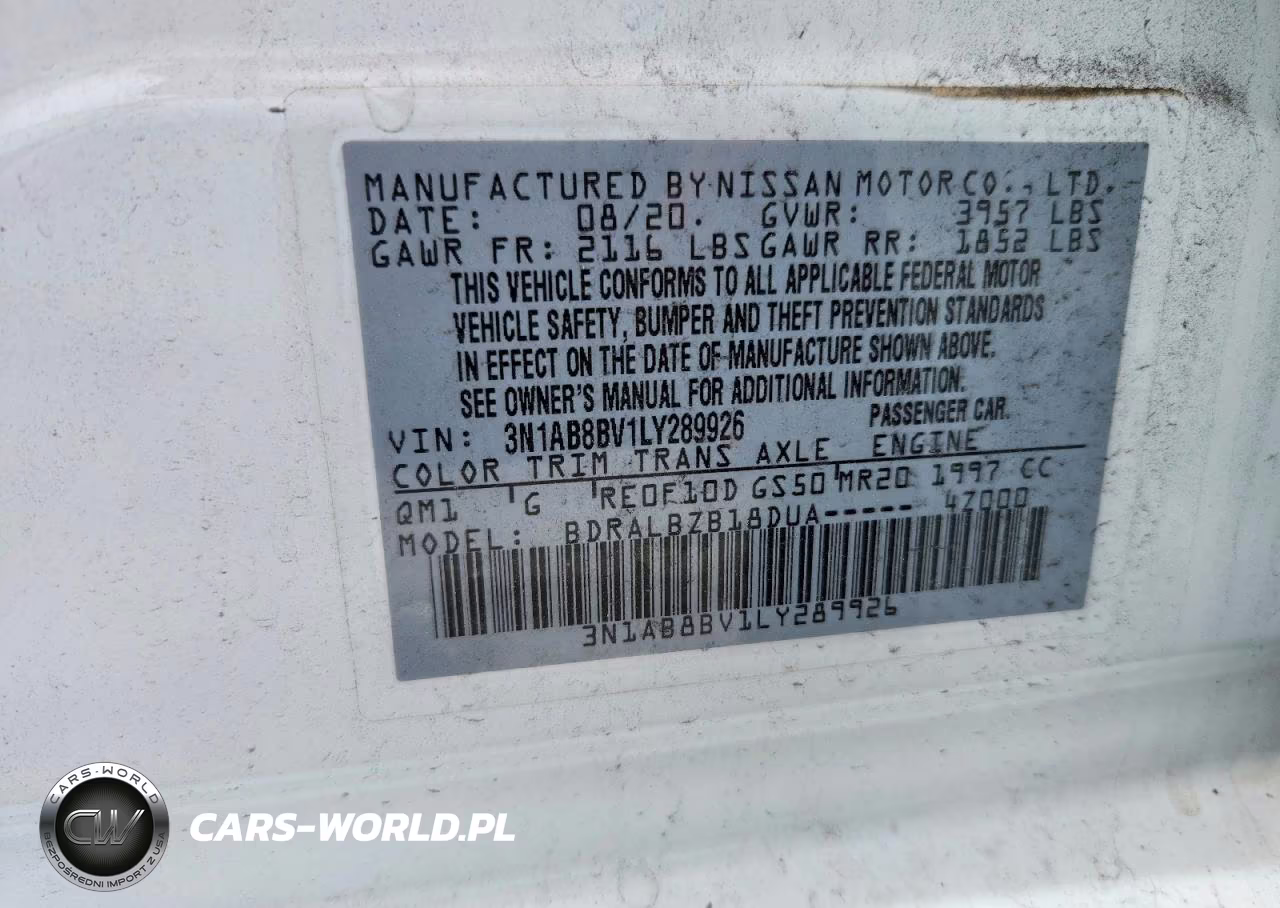 2020 Nissan Sentra S VIN:3N1AB8BV1LY289926 - 12