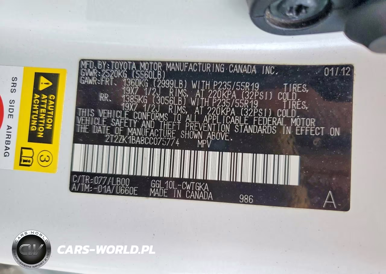 2012 Lexus Rx 350 VIN:2T2ZK1BA8CC075774 - 13