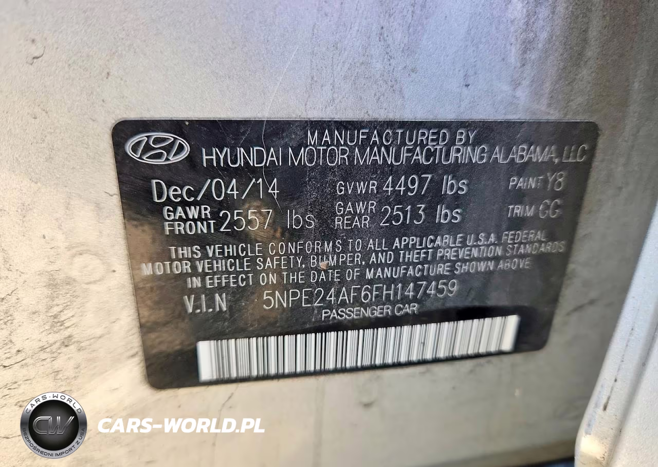 2015 Hyundai Sonata Se VIN:5NPE24AF6FH147459 - 12