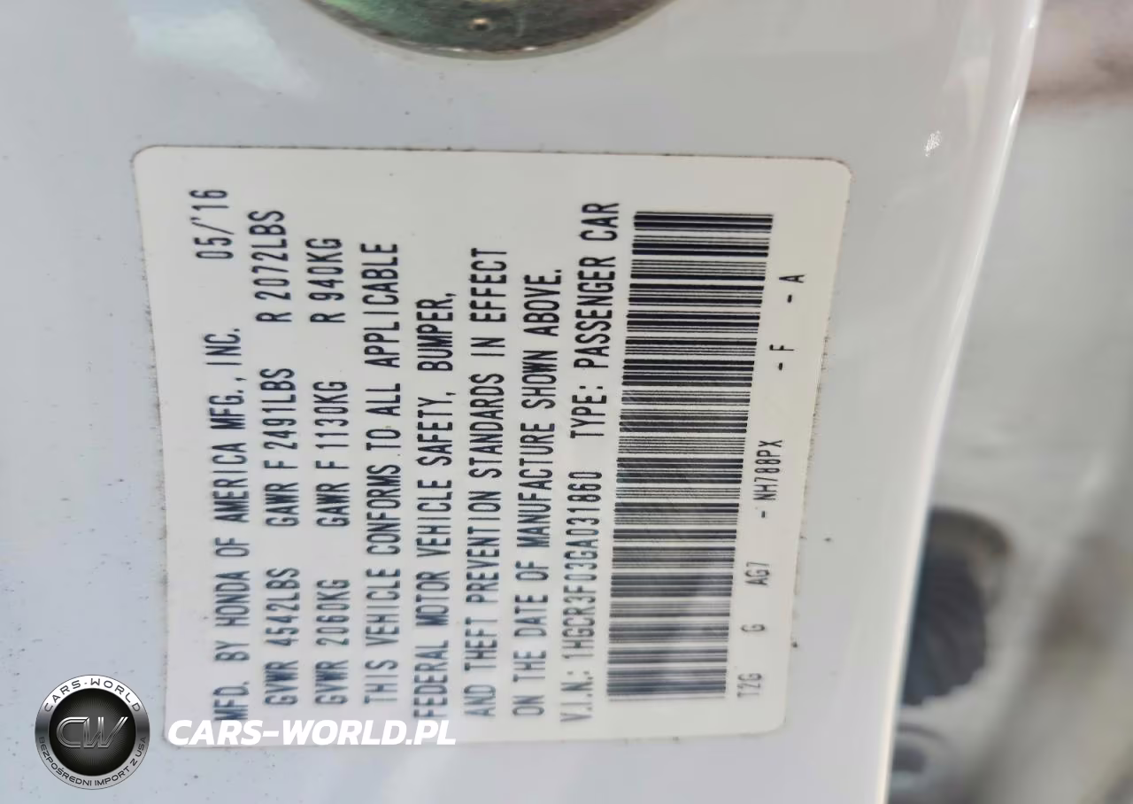 2016 Honda Accord Exl VIN:1HGCR3F03GA031860 - 12