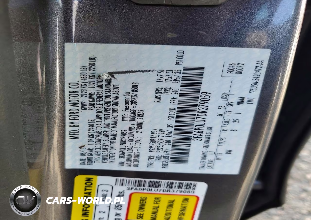 2013 Ford Fusion Se Hybrid VIN:3FA6P0LU7DR379059 - 12