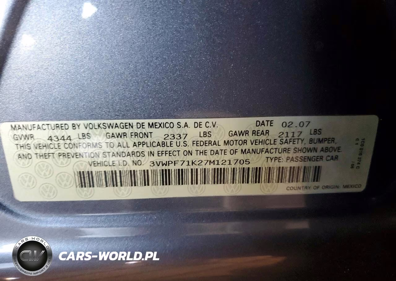 2007 Volkswagen Jetta 2.5 VIN:3VWPF71K27M121705 - 13