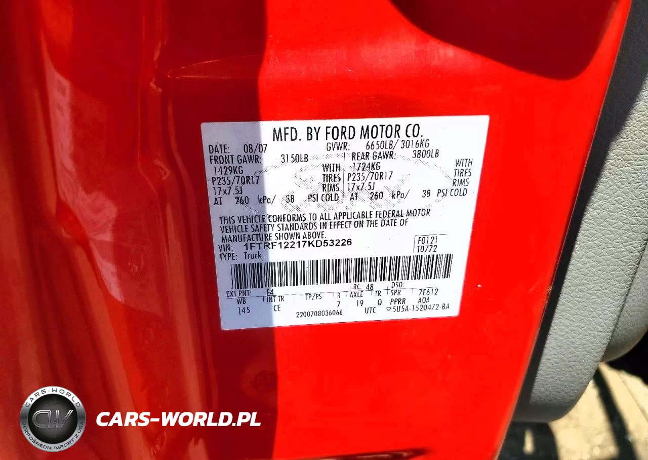 2007 Ford F150 VIN:1FTRF12217KD53226 - 12