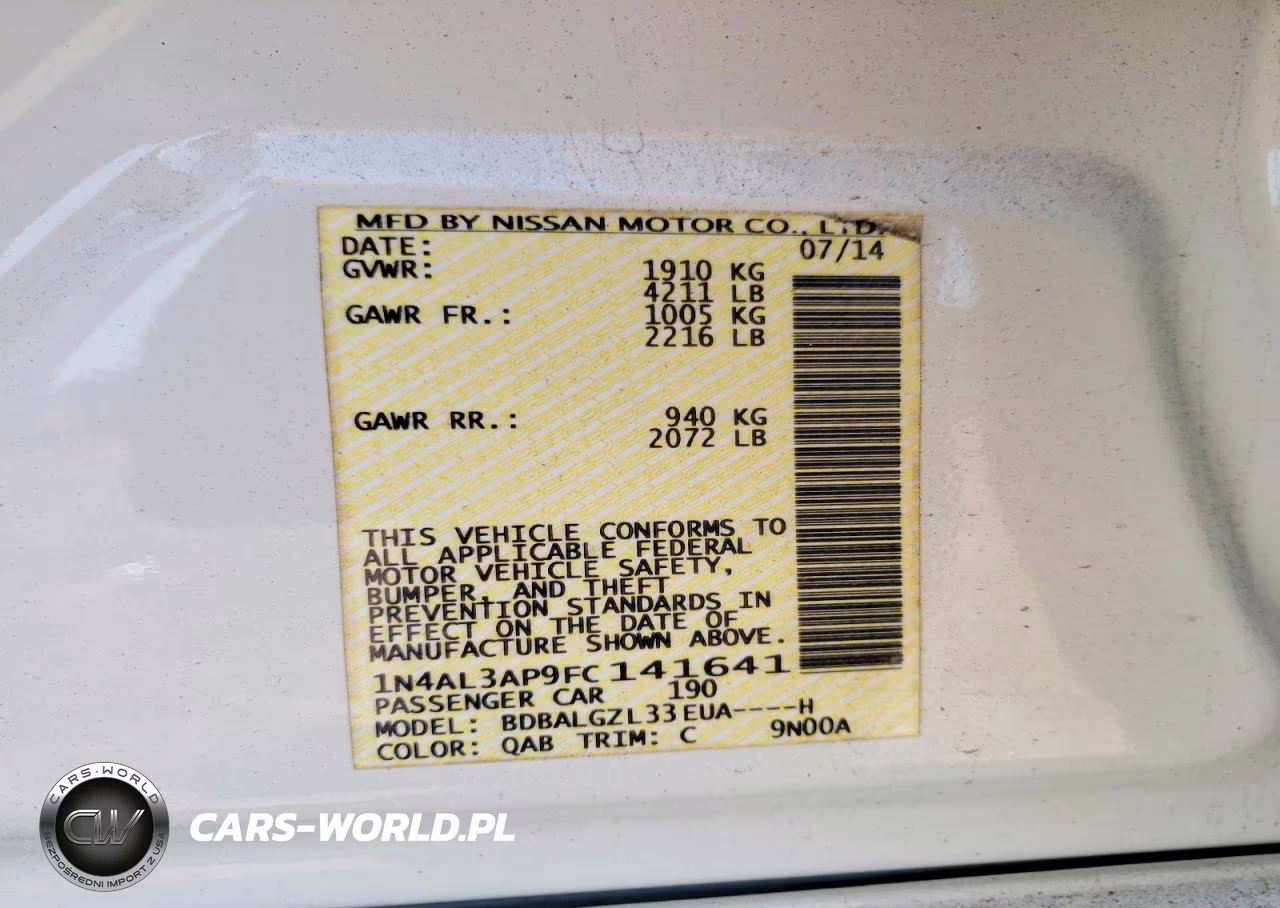2015 Nissan Altima 2.5 S VIN:1N4AL3AP9FC141641 - 12