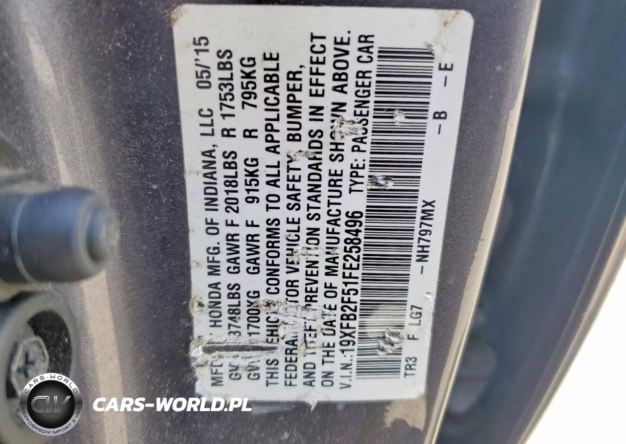2015 Honda Civic Lx VIN:19XFB2F51FE258496 - 12