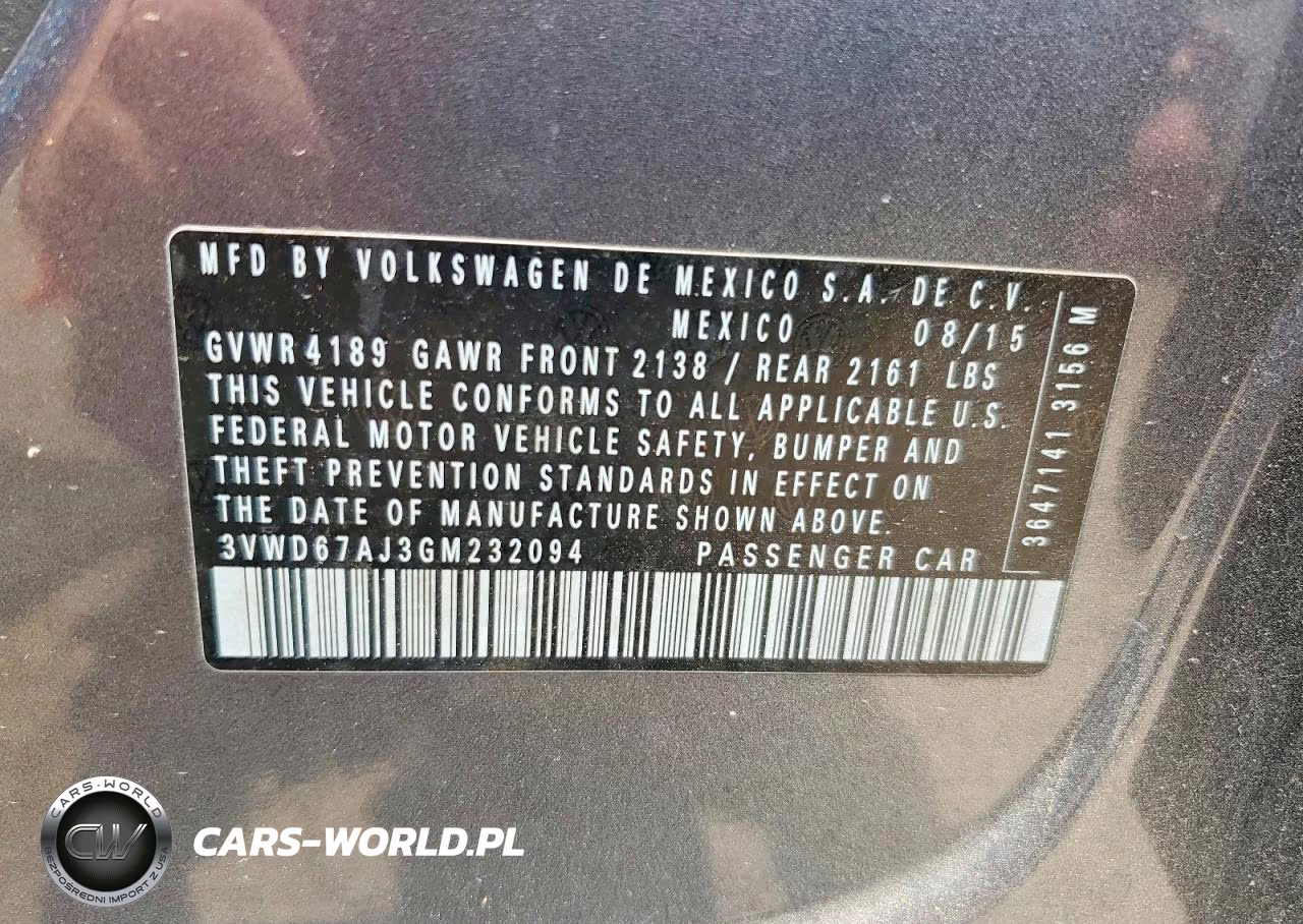 2016 Volkswagen Jetta Se VIN:3VWD67AJ3GM232094 - 12