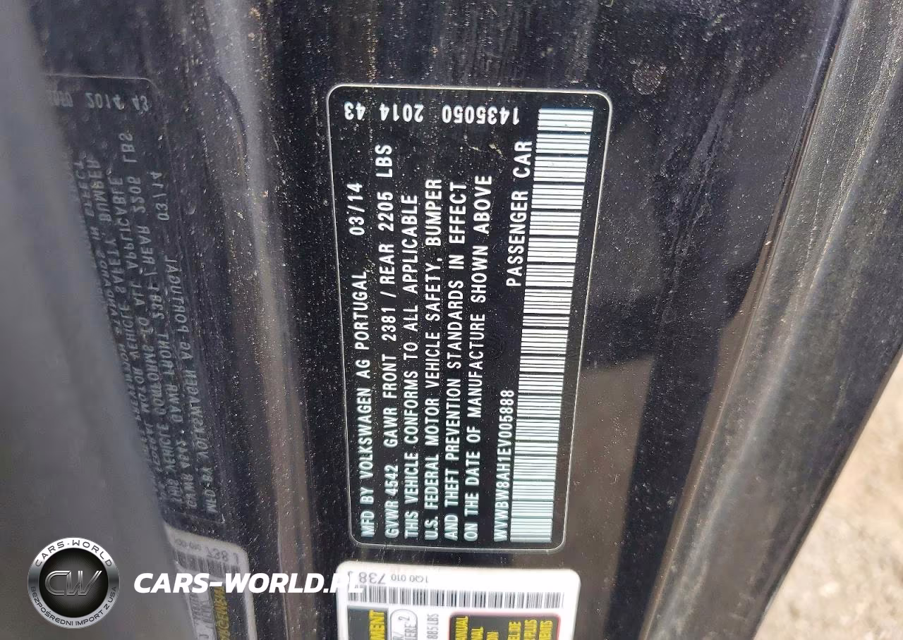 2014 Volkswagen Eos Komfort VIN:WVWBW8AH1EV005888 - 12