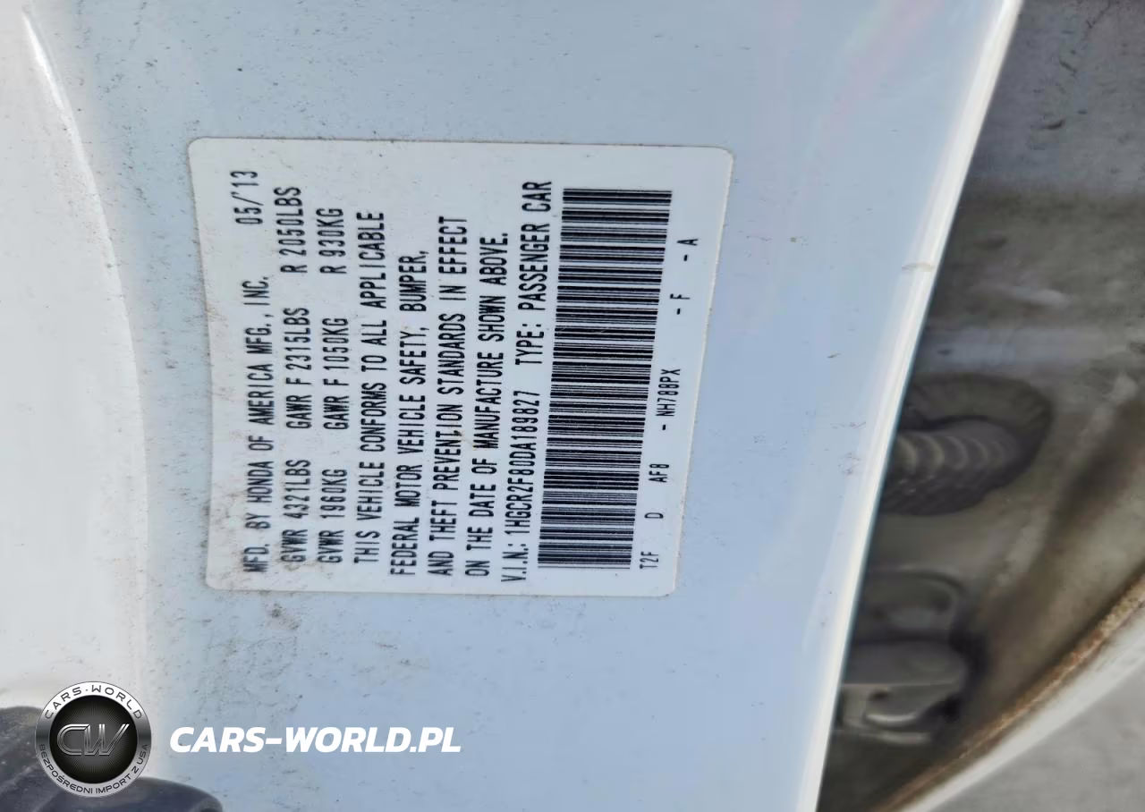 2013 Honda Accord Exl VIN:1HGCR2F80DA189827 - 12