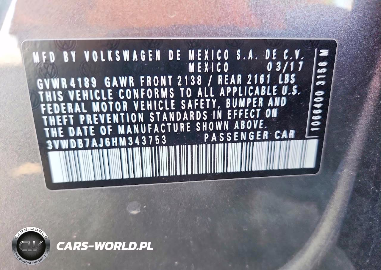 2017 Volkswagen Jetta Se VIN:3VWDB7AJ6HM343753 - 12