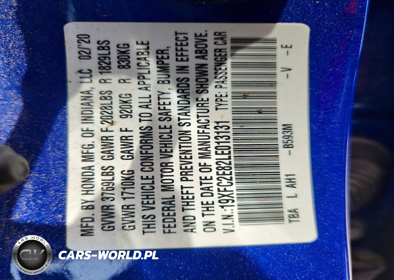 2020 Honda Civic Sport VIN:19XFC2E82LE013131 - 12