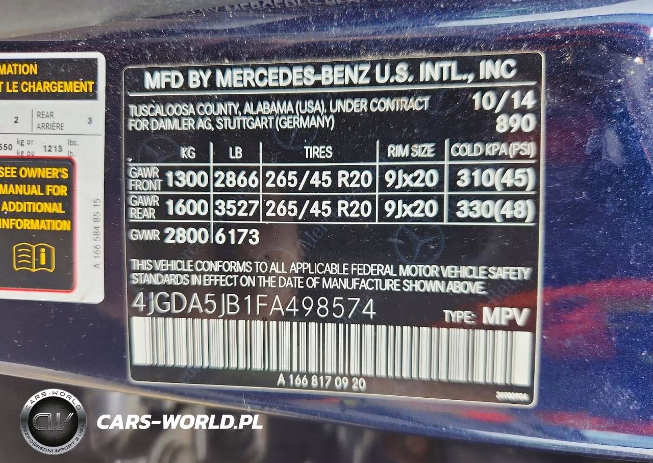 2015 Mercedes-Benz Ml 350 VIN:4JGDA5JB1FA498574 - 13