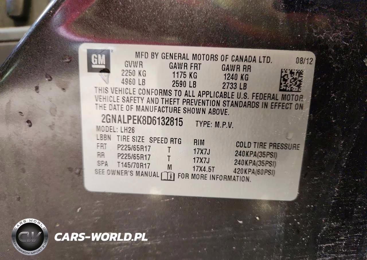 2013 Chevrolet Equinox Lt VIN:2GNALPEK8D6132815 - 12