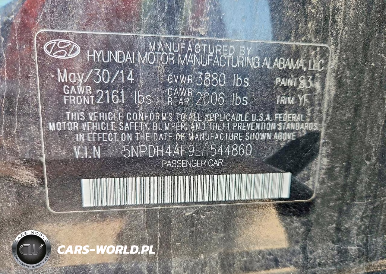 2014 Hyundai Elantra Se VIN:5NPDH4AE9EH544860 - 12