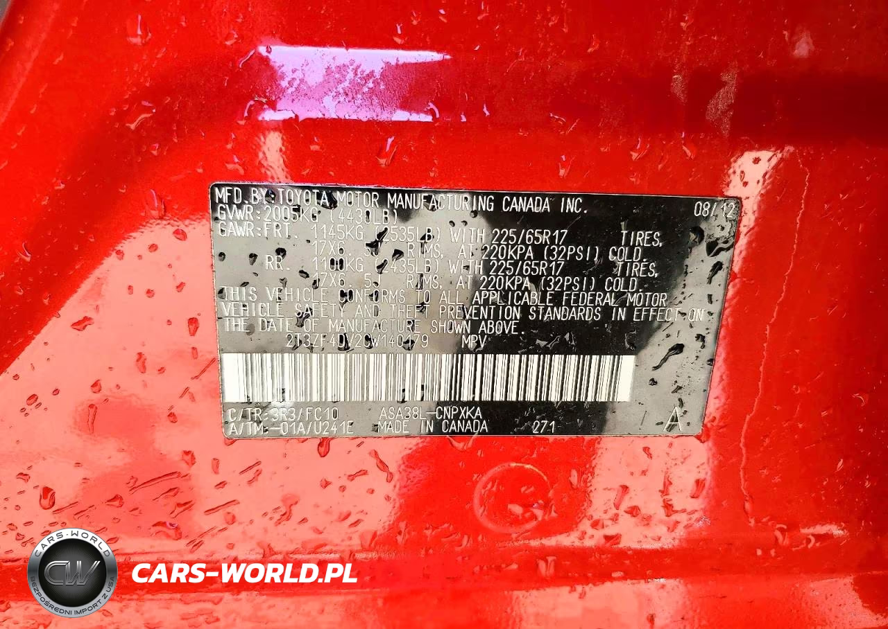 2012 Toyota Rav4 Base VIN:2T3ZF4DV2CW140179 - 13