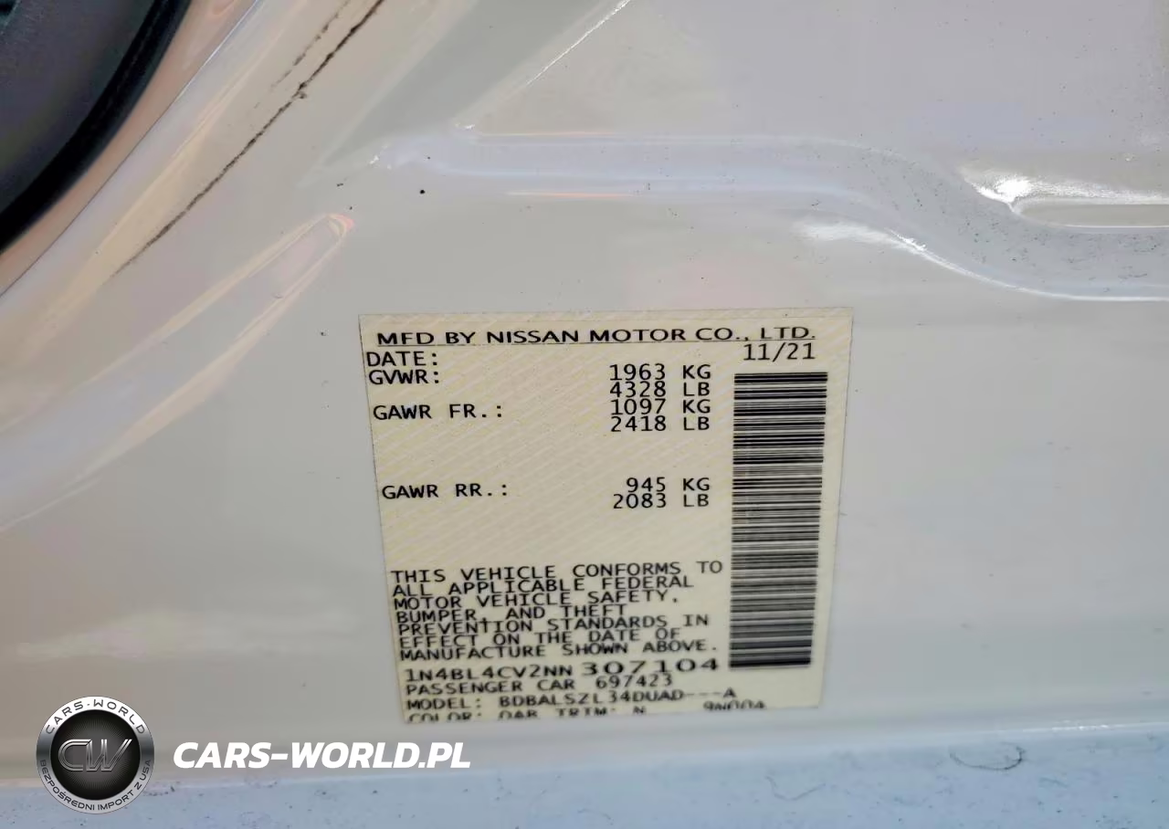 2022 Nissan Altima Sr VIN:1N4BL4CV2NN307104 - 13