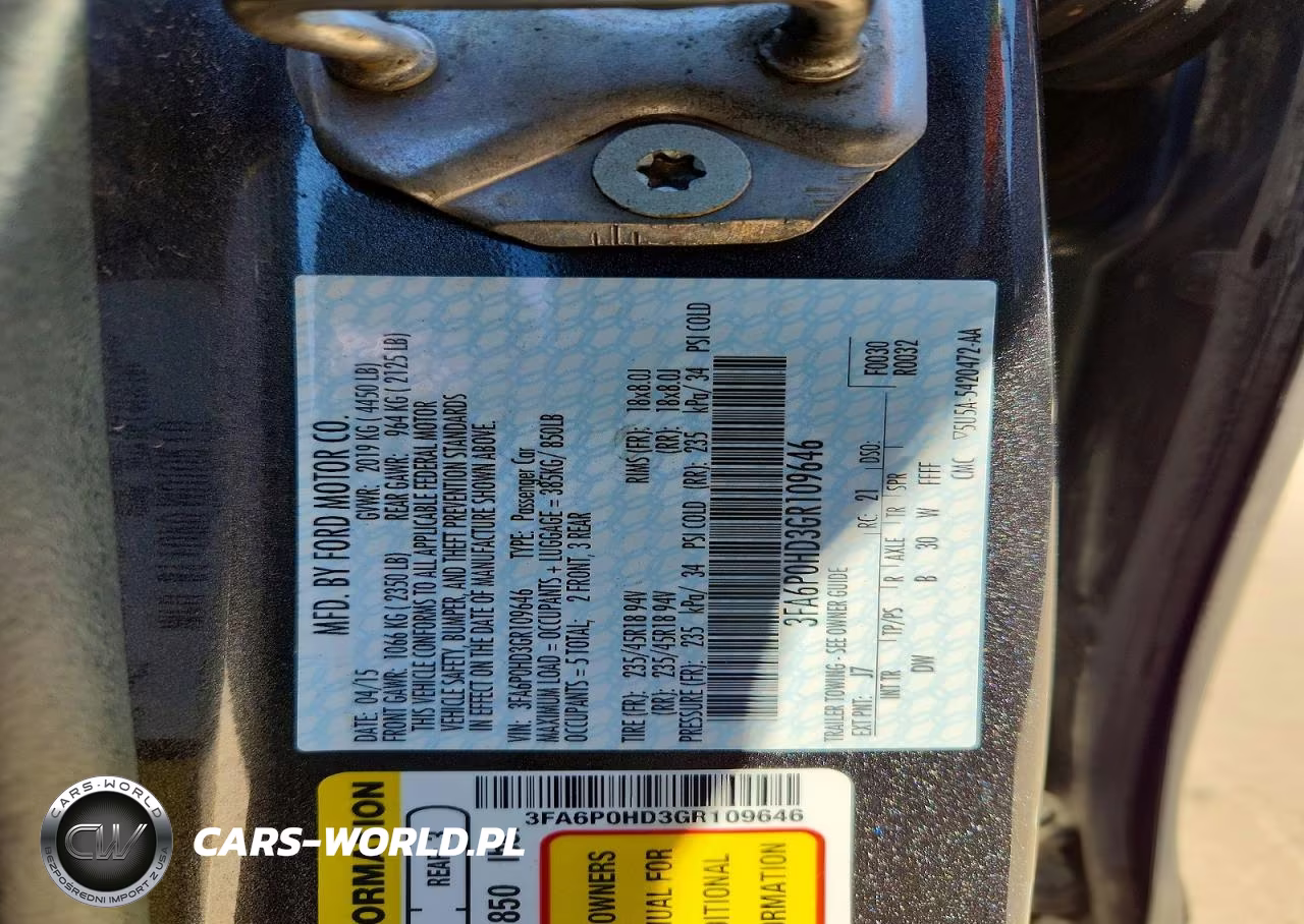 2016 Ford Fusion Se VIN:3FA6P0HD3GR109646 - 12