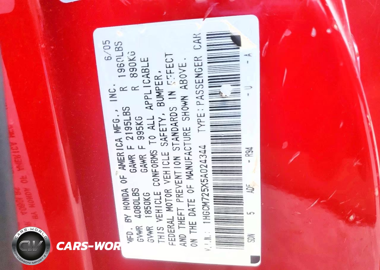 2005 Honda Accord Lx VIN:1HGCM725X5A024344 - 12
