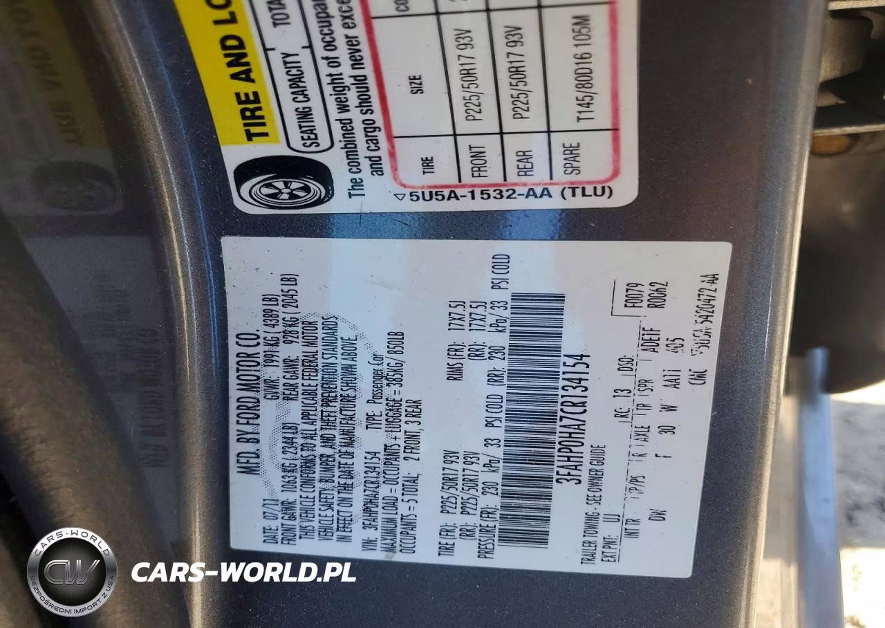 2012 Ford Fusion Se VIN:3FAHP0HA7CR134154 - 12