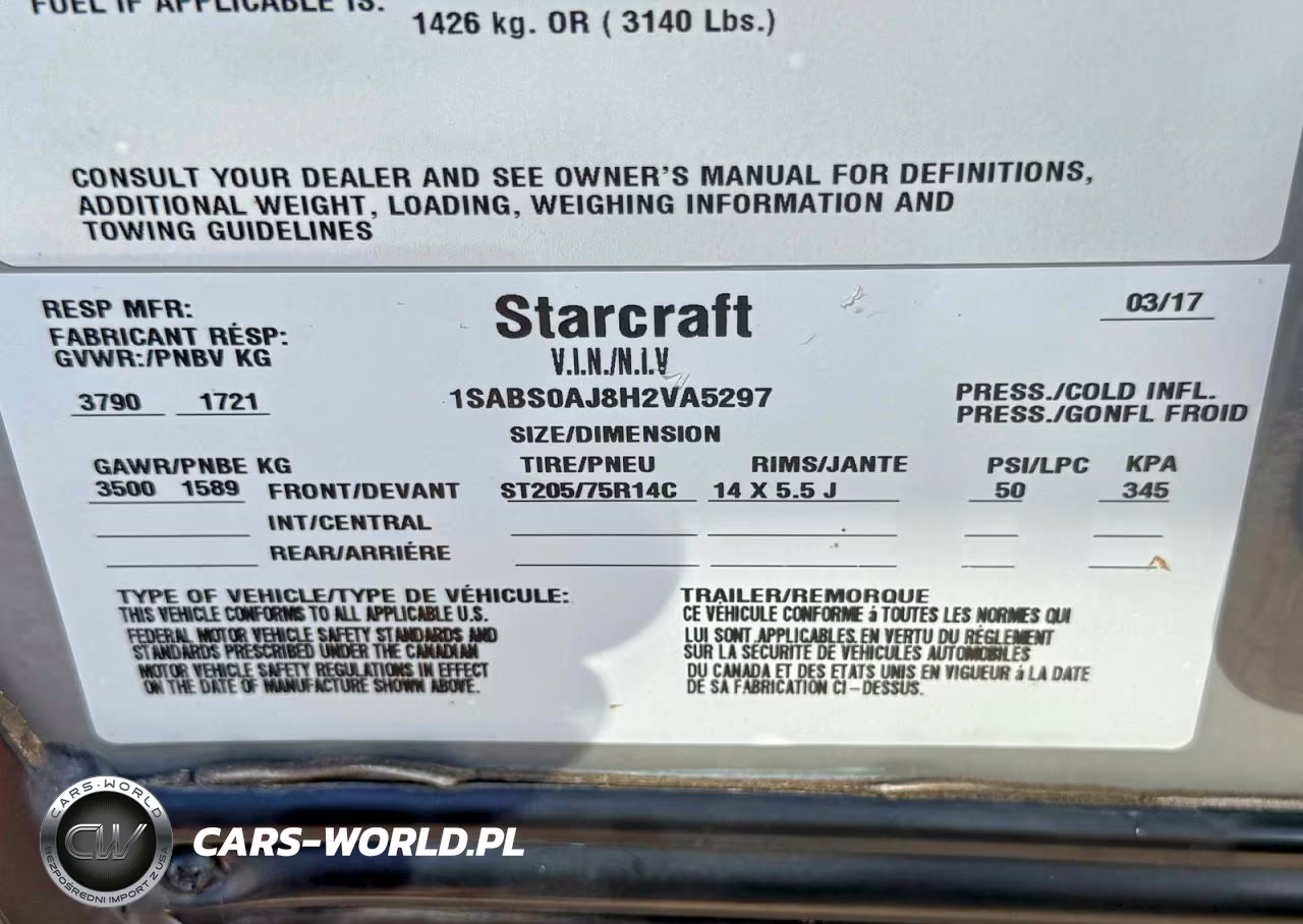2017 Starcraft Satellite 17 Rb Rvs Slide-In Camper VIN:1SABS0AJ8H2VA5297 - 10