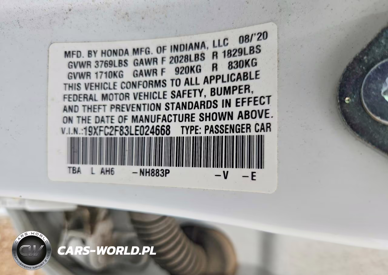 2020 Honda Civic Sport VIN:19XFC2F83LE024668 - 12