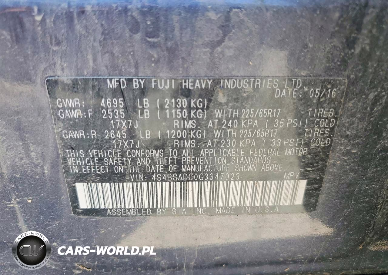 2016 Subaru Outback 2.5I Premium VIN:4S4BSADC0G3347023 - 12